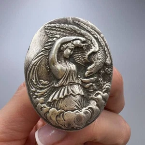 Massiver antiker Sammlerstück Damen Schmuck Silber Anhänger Phönix Vogel 31 gr - Bild 1 von 9