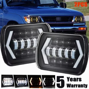 Pair 5x7 7x6 inch LED Headlight Hi/Lo Beam Halo DRL for Nissan Pickup Hardbody - Picture 1 of 13