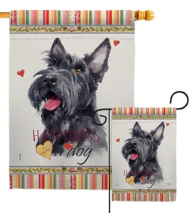 Scottish Terrier Happiness Garden Flag Animals Dog Decorative Yard House Banner - Picture 1 of 13