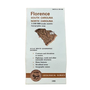 USGS Topographic Map 1983 Survey 30"x60" SC Florence 34079-A1-TM-100 - Picture 1 of 4