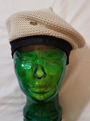 Women's Breathable Cream White Knit Beret/Hat, Stretchable, One Size Fits All - Image 1 of 4