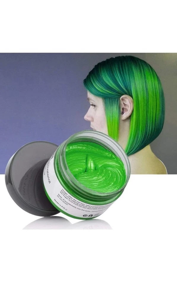 TRENDING Verde Unisex Color de Cabello Cera Lodo Tinte Peinado Crema Hágalo Usted Mismo Colorante 4.23 FL Foto 1 de 4