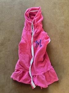 Monogrammed M Pink Fir I Hooded Zip Up Terry Cloth Cover Up-Swimwear Size 4 - Picture 1 of 4
