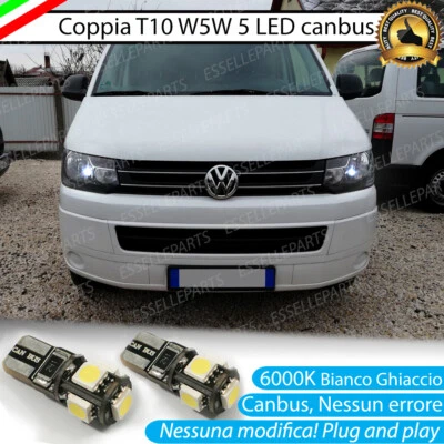 COPPIA LUCI DI POSIZIONE 5 LED VW VOLKSWAGEN TRANSPORTER T5 CANBUS NO ERRORE - Immagine 1 di 4