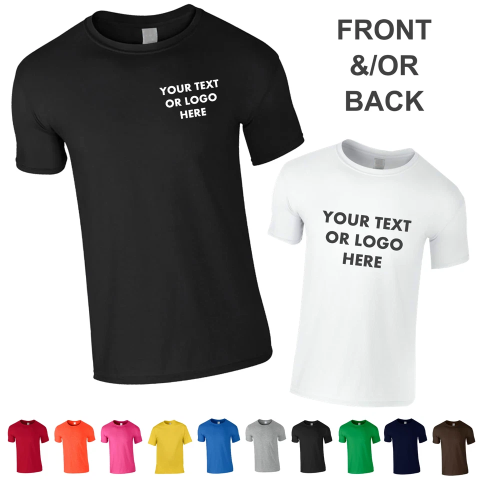 Personalised Work T Shirt Unisex. Custom Printing Text Logo, Vinyl on Cotton Tee - Image 1 of 4
