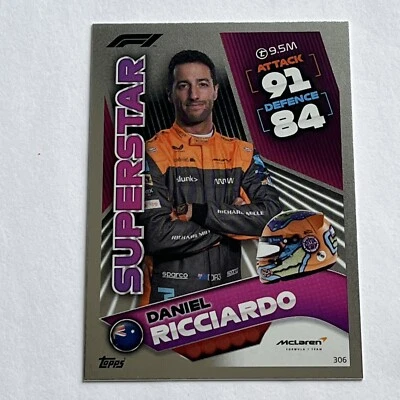 Topps Turbo Attax 2022 F1 series Daniel Ricciardo Superstar Silver 306 - Image 1 of 2