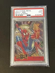 Spider-Man - 1995 Fleer Marvel Metal Blaster Card #12 PSA 9 MINT Graded - Picture 1 of 2