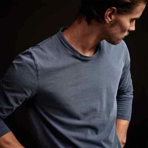 JAMES PERSE Men's long sleeve crew neck T-shirt Blue cotton #MLJ3351 - Picture 1 of 4