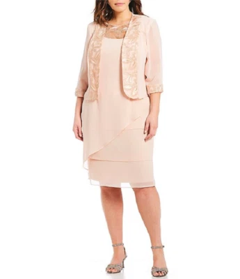 NUEVO VESTIDO CHAQUETA ADORNADA ROSA LE BOS TALLA 16 W MUJER PLUS $140 Foto 1 de 3