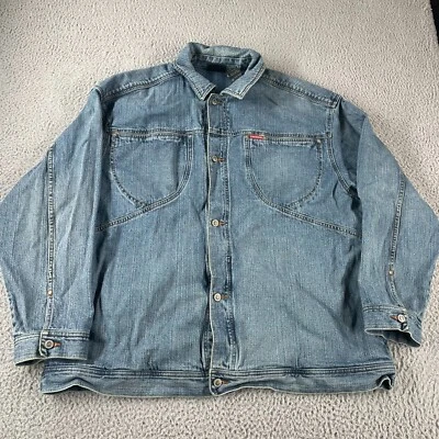 Vintage ROCA WEAR Denim Jacket Button Up Men's Size 3XL 2000s Y2K Blue - Image 1 of 4