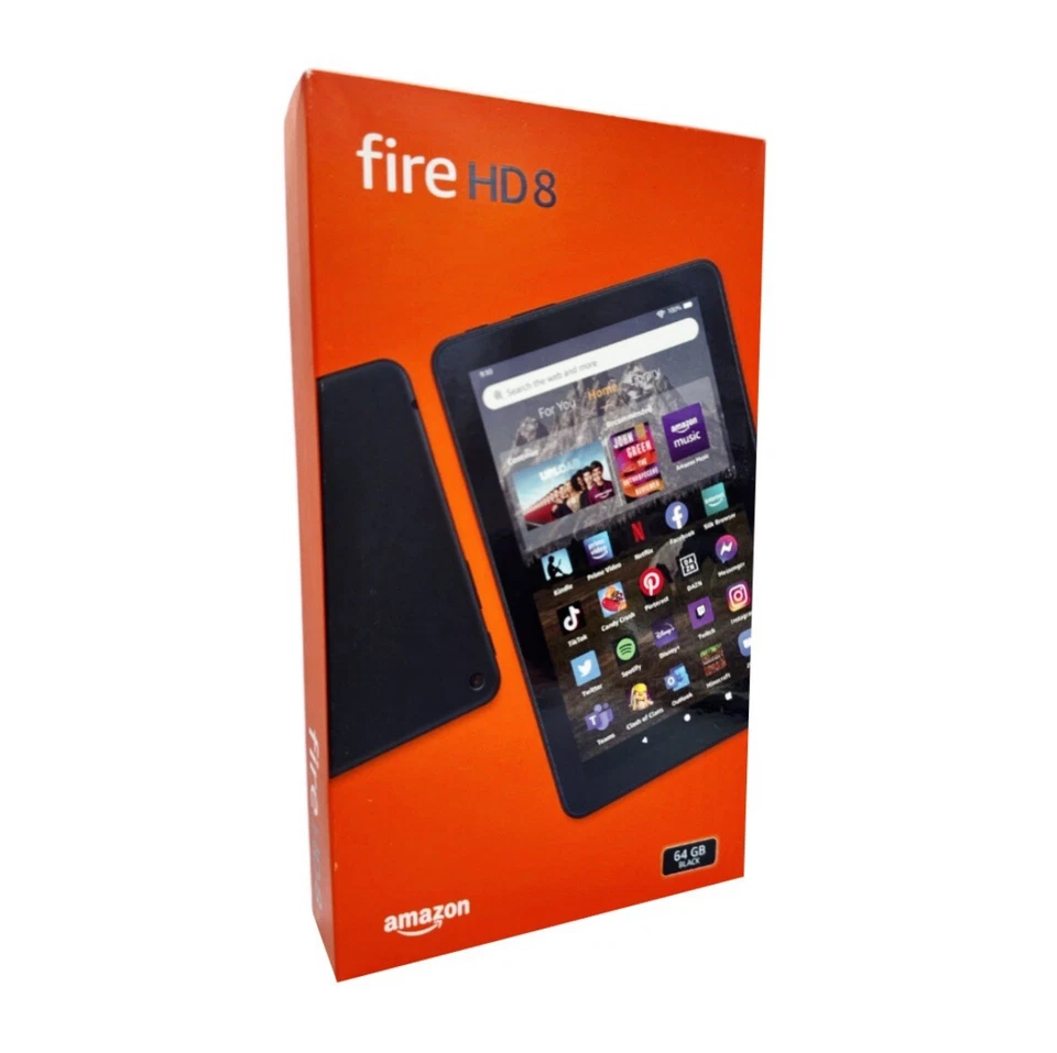 Amazon Fire HD 8 Tablet 64GB 8-Zoll-HD-Display - Schwarz - 2GB Ram - Mit Werbung - Bild 1 von 1