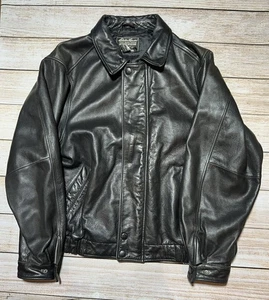 Chaqueta Bomber De Colección Eddie Bauer Cuero Motocicleta Negra Motociclista XLarge Alta - Imagen 1 de 10