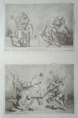 2 Propheten & Hl. Benedict Dämon Fragonard Saint-Non 2 Aquatinta-Radierung 1773 - Bild 1 von 4