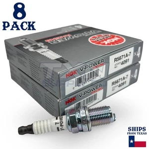 8 pc NGK 4091 R5671A-7 V-Power Racing Spark Plugs for W5CC W5C W4C2 W22ES-U fd - Picture 1 of 3
