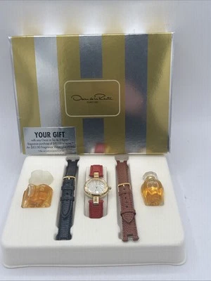 Oscar de la Renta 2 Mini Perfume Gift Set w/ 3 Bands Buckle Wristwatch Watch NEW - Image 1 of 4