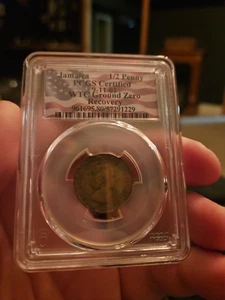1959 Jamaica 1/2 Penny PCGS Certified 9-11-01 WTC Ground Zero Recovery Slabbed - Picture 1 of 2