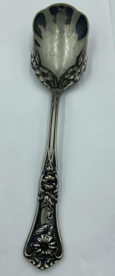 Антикварный Wm. Посеребренная столовая десертная ложка Rogers & Son 'Melrose' 1898 декоративная - Изображение 1 из 4