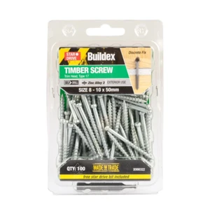 Buildex® 8 - 10 x 50mm Zinc Alloy 3 Trim Head Timber Screw - 100 Pack - Picture 1 of 1