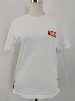 $275 MCM Camiseta de algodón blanca para mujer con logotipo de goma naranja MFT9ARA27WT Foto 1 de 4