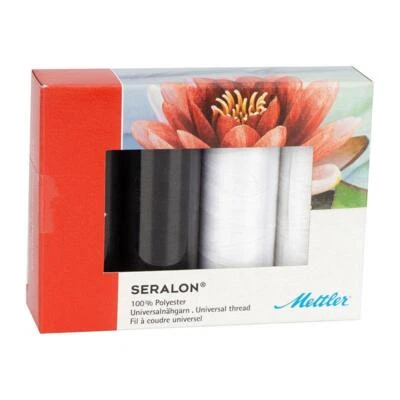 Mettler Nähgarn Set Seralon No.100 schwarz/weiß (4x 200 m) reißfest Nähmaschine - Bild 1 von 2