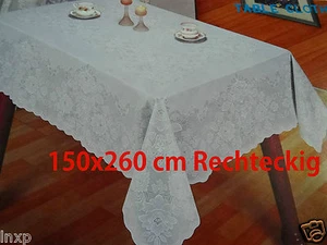 150x260 cm Weiß RECHTECKIG Tischdecke Vinyl TISCHDECKE SCHUTZDECKE Blumenmuster - Bild 1 von 7