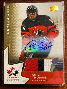  AKIL THOMAS   #34..2020 UD TEAM CANADA  JUNIOR 3 COLOR PATCH AUTO 071/199