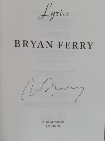 BRYAN FERRY LYRICS SIGNED BOOK ROXY MUSIC AUTOGRAPHED UK HARDCOVER NEW US SELLER Cover