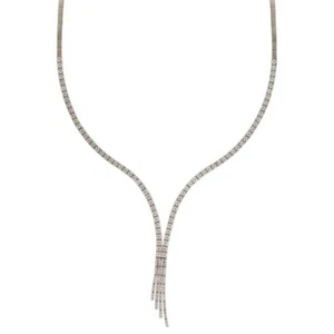Girocollo semirigido in oro bianco 18 Kt 750/1000 tipo tennis con zirconi da don - Picture 1 of 2
