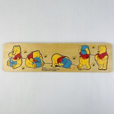 Vintage Disney Winnie The Pooh Jigsaw Puzzle Wooden Peg 5 Pieces Early Learning