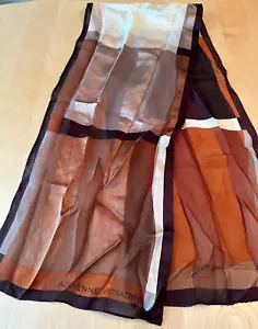 ADRIENNE VITTADINI BROWN COLORBLOCK SILK RECTANGLE SCARF 11" X 50" - Picture 1 of 3
