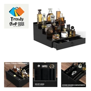 Cologne Organizer for Men, 4 Tier Black Wood Perfume Organizer with Felt Lini... - Picture 1 of 10