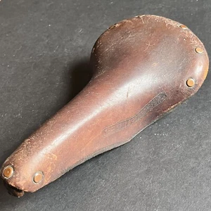 Vtg BROOKS PROFESSIONAL Leather Saddle 1970s Copper Rivets brown Raleigh Frejus - Picture 1 of 12
