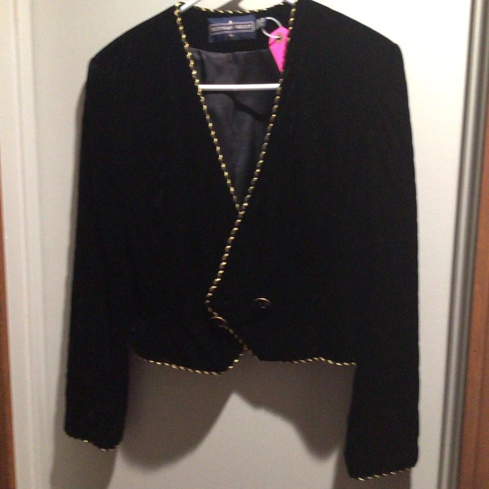 CHAQUETA MUJER HERMAN SPIRIT TALLA 8 NEGRA OFICINA IGLESIA ESCUELA TERCIOPELO Foto 1 de 1