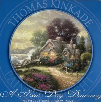 Thomas Kinkade Round Jigsaw Puzzle New  “A New Day Dawning" 750 Pieces Gift - Image 1 of 4