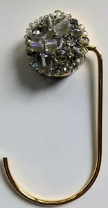 'Mimí Precioso Blanco' Soporte para Bolso CERUTTI INOX - Enchapado en Oro - Cristales Blancos - Imagen 1 de 6