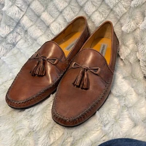 Johnston & Murphy Latimer Tassel Slip-On Loafer, Leather Upper, Tan, 11.5 M - Picture 1 of 6