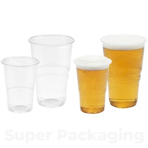 Plastic Pint Half Pint Glasses - 20oz 10oz Pint To Brim Party Cups - Heavy Duty - Picture 1 of 10