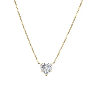 IGI F/ VS 1 Ct Heart Lab Created Grown Floating Diamond Pendant 14K Yellow Gold - Picture 1 of 4
