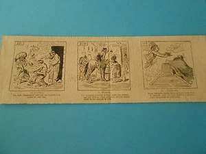 Caricature 1877 - Vignettes Le Bon Samaritain mettant un malade à la porte - Imagen 1 de 1