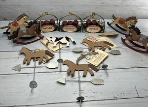 Midwest Importers of Cannon Falls Metal Ornament Lot Cow Horse Apples Rocking - Picture 1 of 12
