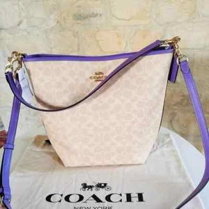 COACH City Large Bucket Bag In Signature Canvas Crossbody Sand/Iris CT802 NWT - Picture 1 of 7