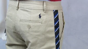 $65 NWT POLO RALPH LAUREN BOYS SIDE STRIPE CHINO WARM-UP PANTS KHAKI SIZE 10 - Picture 1 of 12