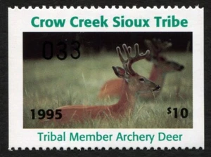 CC65 Crow Creek Sioux Indian Reservation 1995 Tribal Archery Deer Stamp Mint NH - Picture 1 of 2