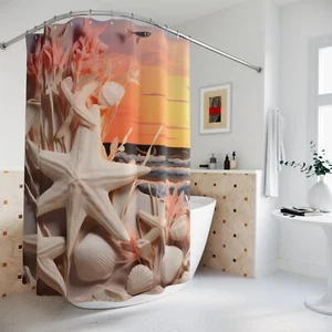 Coastal Elegance Shower Curtain - Beachy Vibes, Nautical Decor, Ocean-Themed - Picture 1 of 6