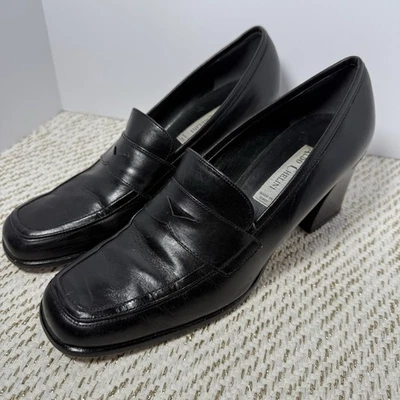 Aldo Chelini Shoes Women’s 9.5 M Loafer Pumps Black Leather Square Toe Vintage - Image 1 of 4