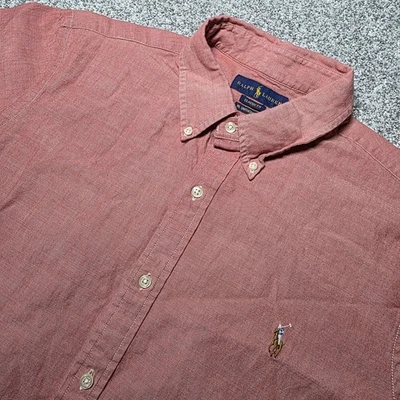 Ralph Lauren Shirt Mens XL Red Classic Fit RL Untucked Short Sleeve Button Down - Image 1 of 4