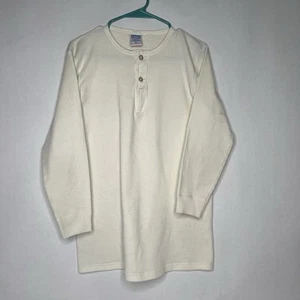 VINTAGE White Damart Shirt Mens L Vinyon Acrylic Base Layer Thermal Large Henley - Picture 1 of 8
