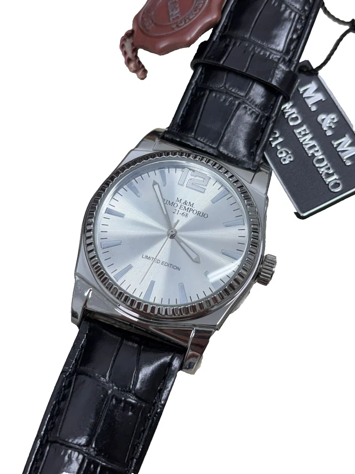 Orologio da uomo  M&M Primo Emporio 21-68 in acciaio e pelle vintage - Immagine 1 di 3