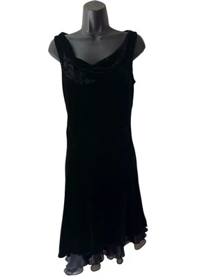 Vestido De Colección Donna Ricco Mujer 4 Negro Terciopelo Asimétrico Sin Mangas Fiesta Retro Foto 1 de 4