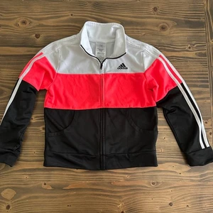Giacca Adidas Track Bambina Rosa Neon Nero Bianco Taglia S (7/8) Full Zip - Foto 1 di 3